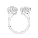 18K Solid Gold 4.43 Ct Double Pear Natural Diamond Toi et Moi Engagement Ring - Close Up | Riyanika Jewels