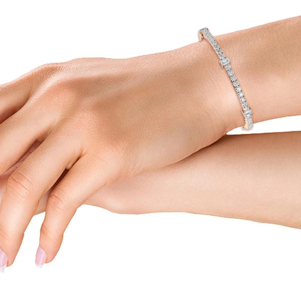 14K 6.15ct Natural Diamond Tennis Bracelet