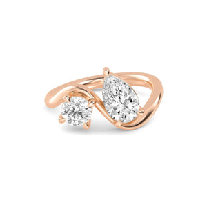 14K 1.5ct Natural Diamond Round Cut Toi et Moi Engagement Ring