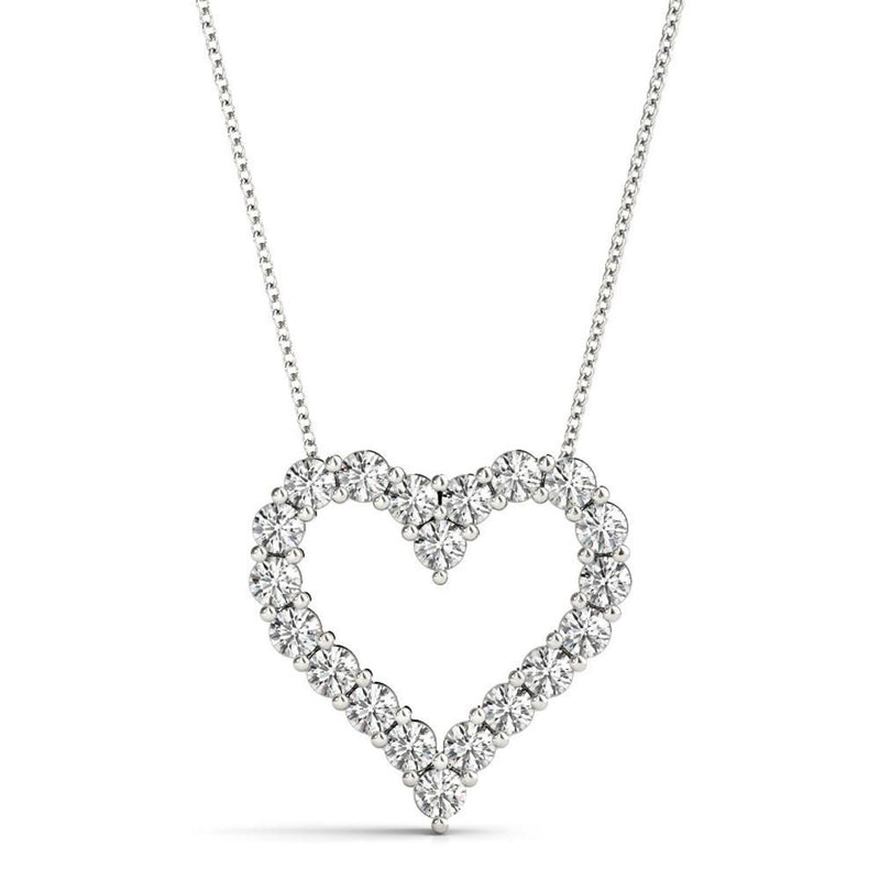 18K Solid Gold 0.80 CT Lab Grown Diamond Heart Pendant Necklace - Close Up | Riyanika Jewels