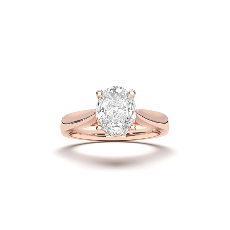 14K 1ct Natural Diamond Oval Cut Solitaire Engagement Ring