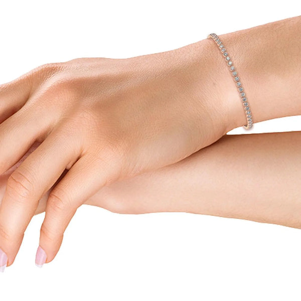 14K 3.11ct Lab Grown Diamond Bezel Tennis Bracelet