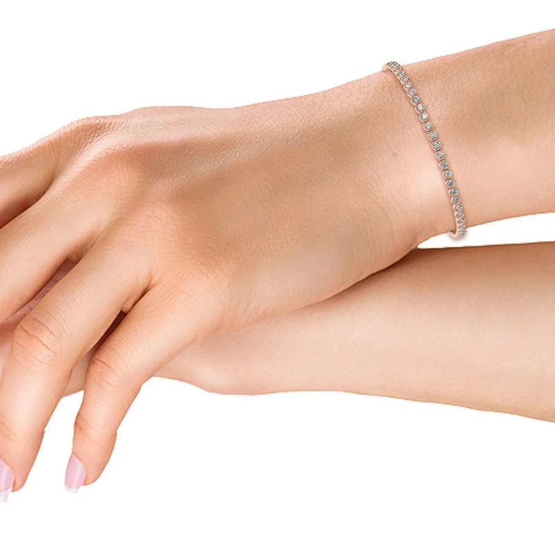14K 3.11ct Lab Grown Diamond Bezel Tennis Bracelet