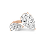 18K Solid Gold 4.00Ct Pear Cut Natural Diamond Toi et Moi Engagement Ring - Close Up
