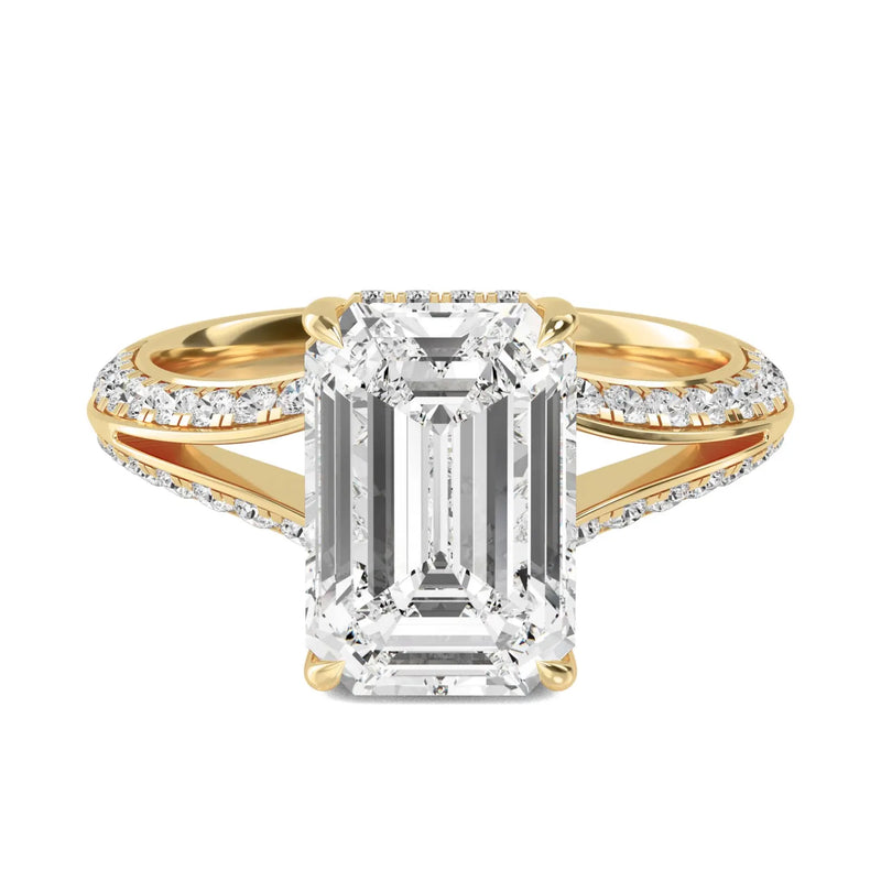14K 3ct Natural Diamond Emerald Cut Solitaire Engagement Ring