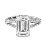 14K 3ct Natural Diamond Emerald Cut Solitaire Engagement Ring