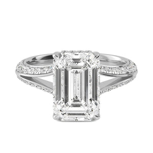 14K 3ct Natural Diamond Emerald Cut Solitaire Engagement Ring