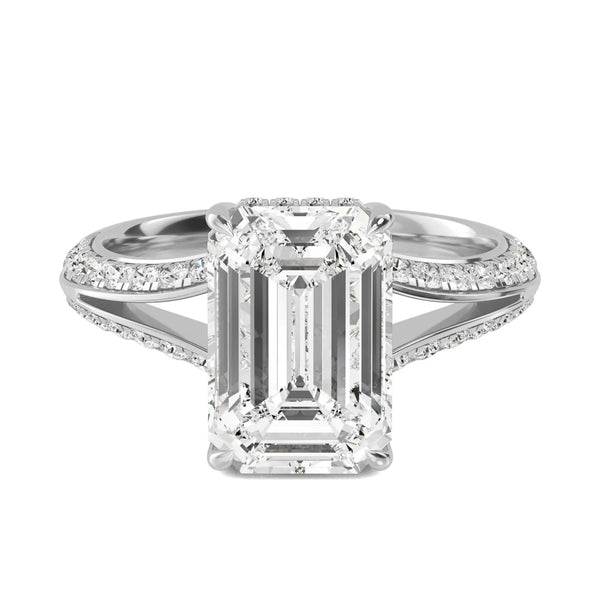 14K 3ct Natural Diamond Emerald Cut Solitaire Engagement Ring