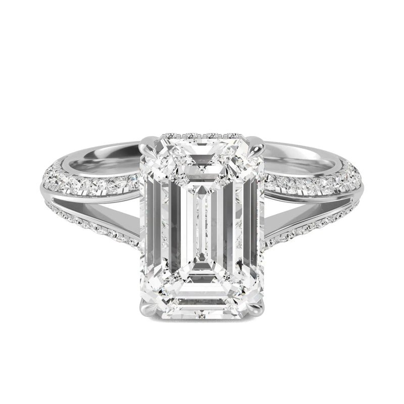 14K 3ct Natural Diamond Emerald Cut Solitaire Engagement Ring