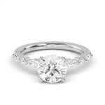 18K Solid Gold 1.95Ct Round Cut Natural Diamond Engagement Ring with Marquise Side Stones