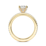 18K Solid Gold 2.14 Ct Oval Split Shank Lab Grown Diamond Engagement Ring - Close Up