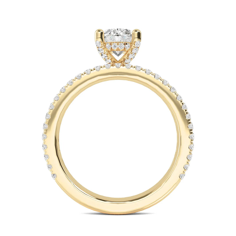 18K Solid Gold 2.14 Ct Oval Split Shank Lab Grown Diamond Engagement Ring - Close Up