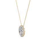 14K 1ct Lab Grown Diamond Oval Cut Halo Pendant Necklace