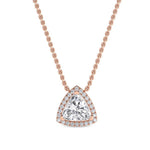 18K Solid Gold 0.81Ct Trillion Natural Diamond Necklace - Side View | Riyanika Jewels
