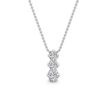 18K Solid Gold 1.49 Ct Natural Diamond 3-Stone Pendant Necklace