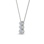 18K Solid Gold 1.49 Ct Natural Diamond 3-Stone Pendant Necklace - Close Up | Riyanika Jewels