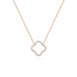 18K Solid Gold 0.27 Ct Dainty Lab Grown Diamond Quatrefoil Pendant Necklace - Side View