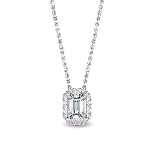 14K 0.78ct Natural Diamond Emerald Cut Necklace