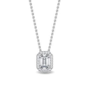 18K Solid Gold 0.78 Ct Emerald Cut Natural Diamond Necklace