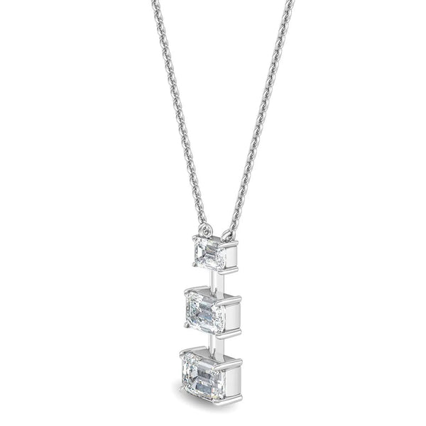 18K Solid Gold 1.37Ct Emerald Cut Natural Diamond Necklace - Side View | Riyanika Jewels