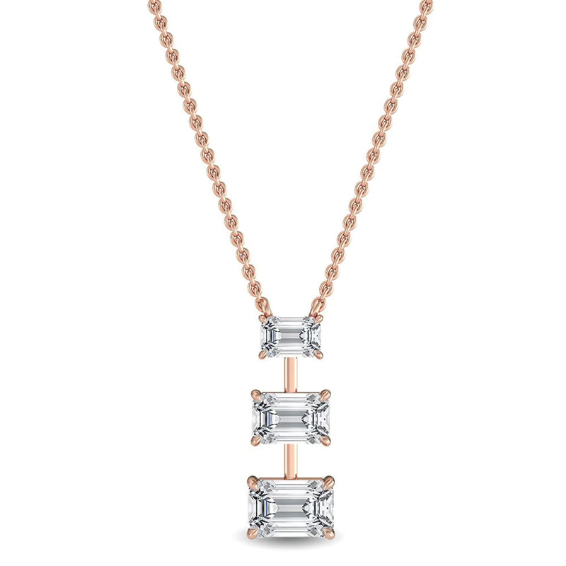 14K 1.37ct Lab Grown Diamond Emerald Cut Necklace