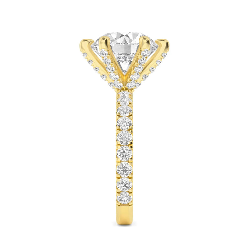 14K 3ct Natural Diamond Round Cut Solitaire Engagement Ring