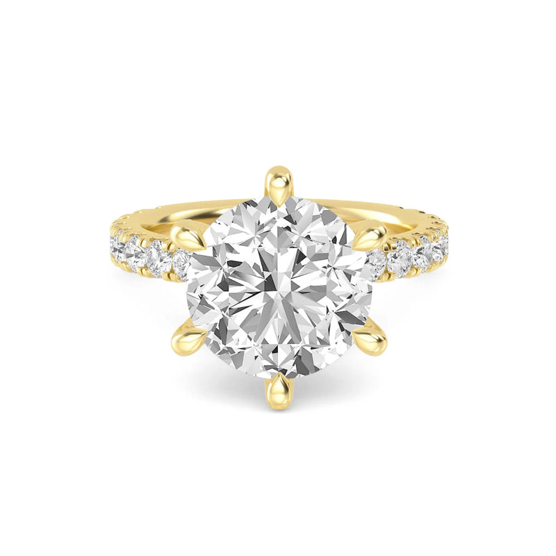18K Solid Gold 3.01 CT Round Cut Natural Diamond Engagement Ring - Alternate Angle | Riyanika Jewels