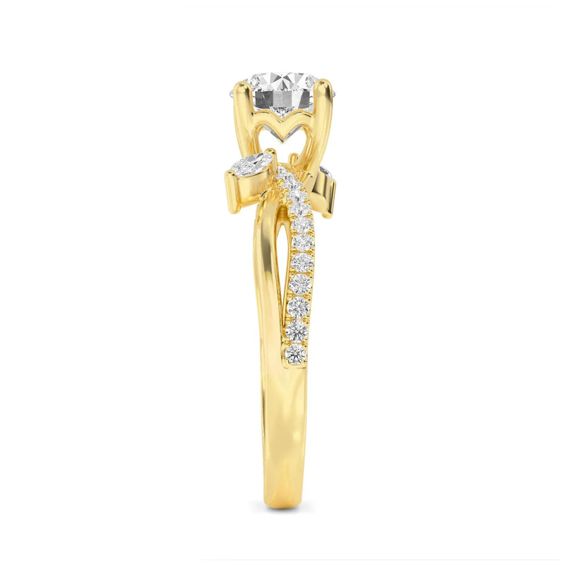 14K 1.34ct Lab Grown Diamond Round Cut Pave Engagement Ring