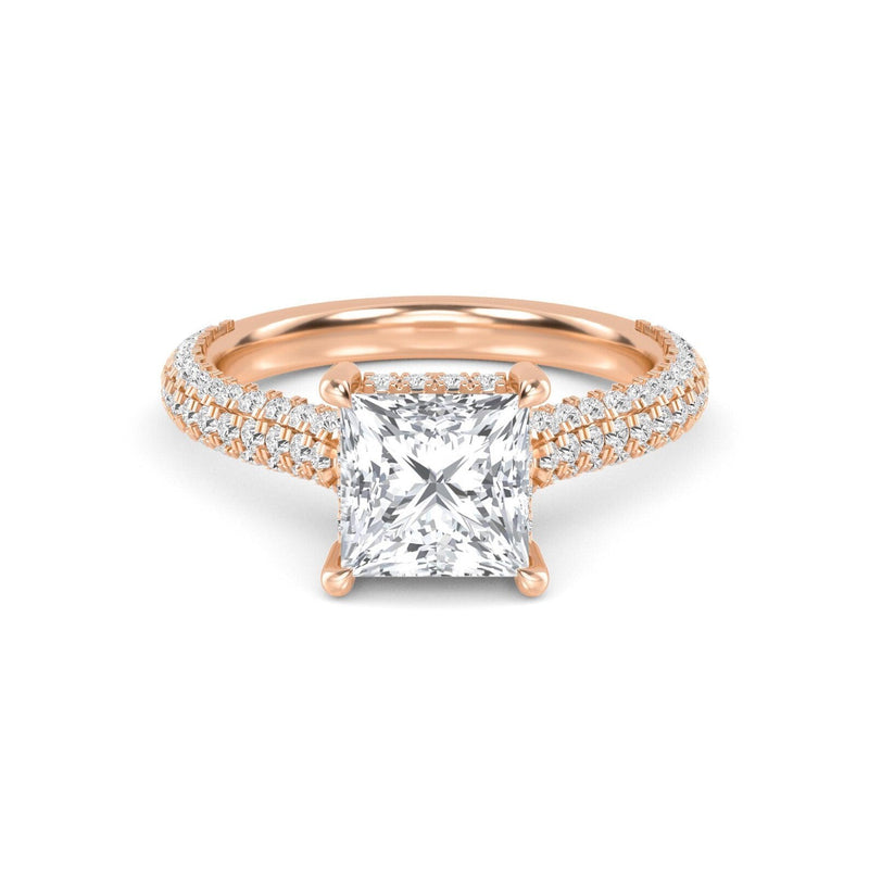 14K 2ct Natural Diamond Princess Cut Solitaire Engagement Ring