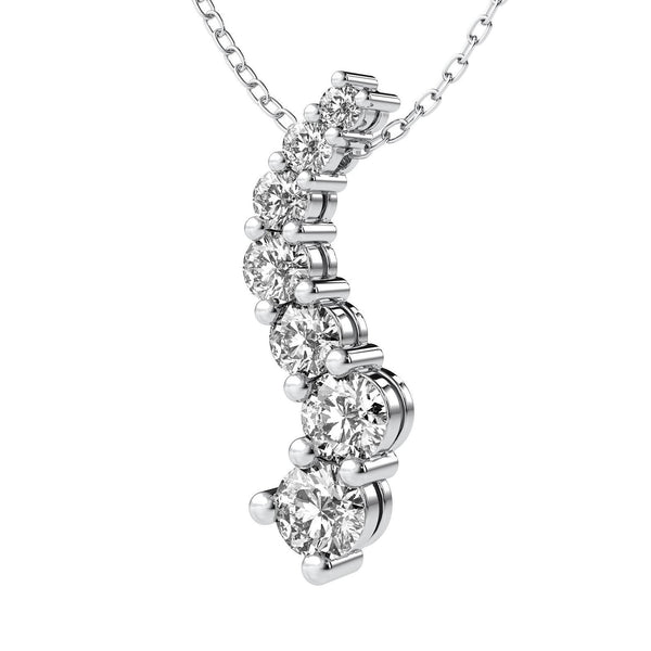 18K Solid Gold Lab Grown Diamond Journey Pendant Necklace - Side View | Riyanika Jewels
