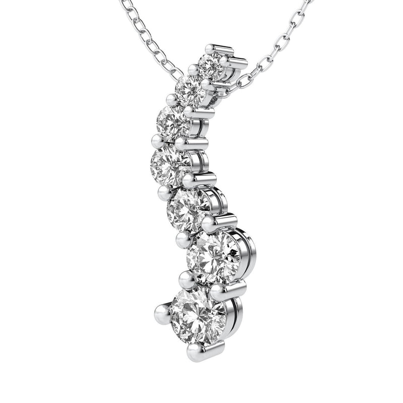 18K Solid Gold Lab Grown Diamond Journey Pendant Necklace - Side View | Riyanika Jewels