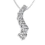 14K Solid Gold Natural Diamond Journey Pendant Necklace