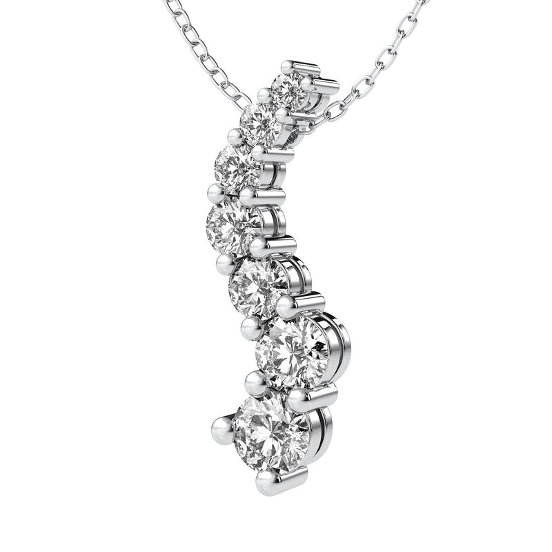 14K Solid Gold Lab Grown Diamond Journey Pendant Necklace