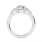 18K Solid Gold 2.44Ct 3 Stone Cushion Cut with Pear Side Stones Lab Grown Diamond Engagement Ring - Detail | Riyanika Jewels
