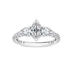 18K Solid Gold 1.67Ct Marquise Cut Natural Diamond Engagement Ring with Pear Side Stones