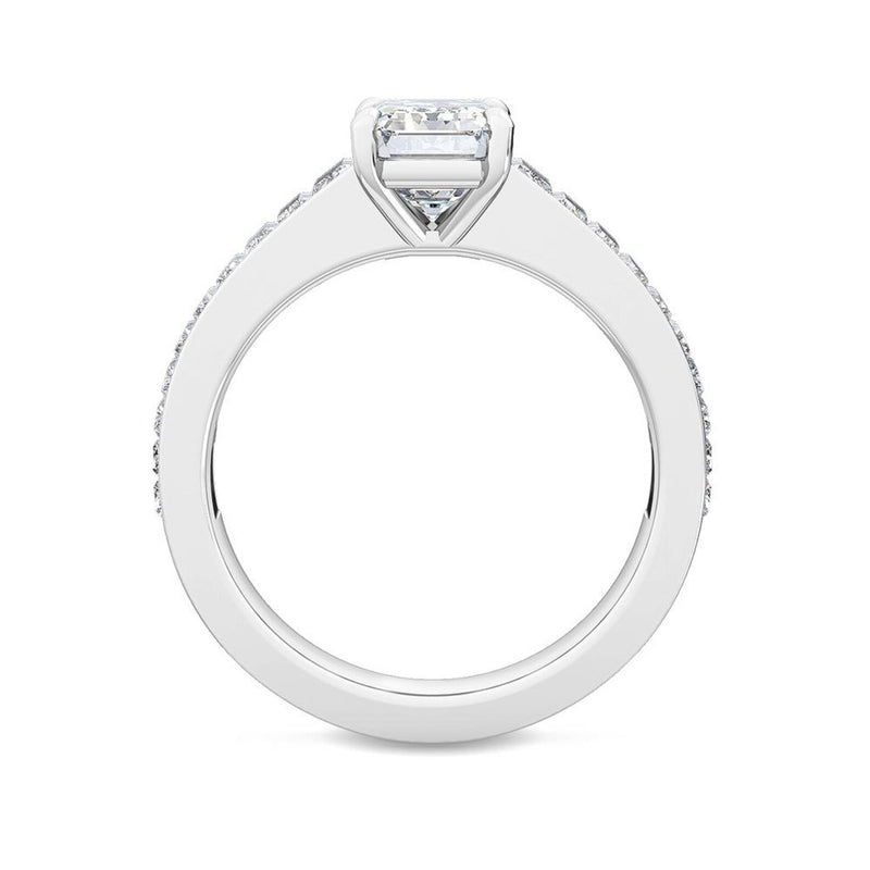 18K Solid Gold 3.00Ct Emerald Cut Natural Diamond Engagement Ring - Alternate Angle