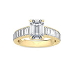 18K Solid Gold 3.00Ct Emerald Cut Lab Grown Diamond Engagement Ring - Close Up | Riyanika Jewels