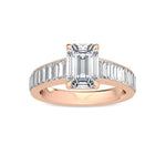 14K 3ct Natural Diamond Emerald Cut Solitaire Engagement Ring