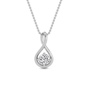 18K Solid Gold 0.50 Ct Natural Diamond Teardrop Pendant Necklace