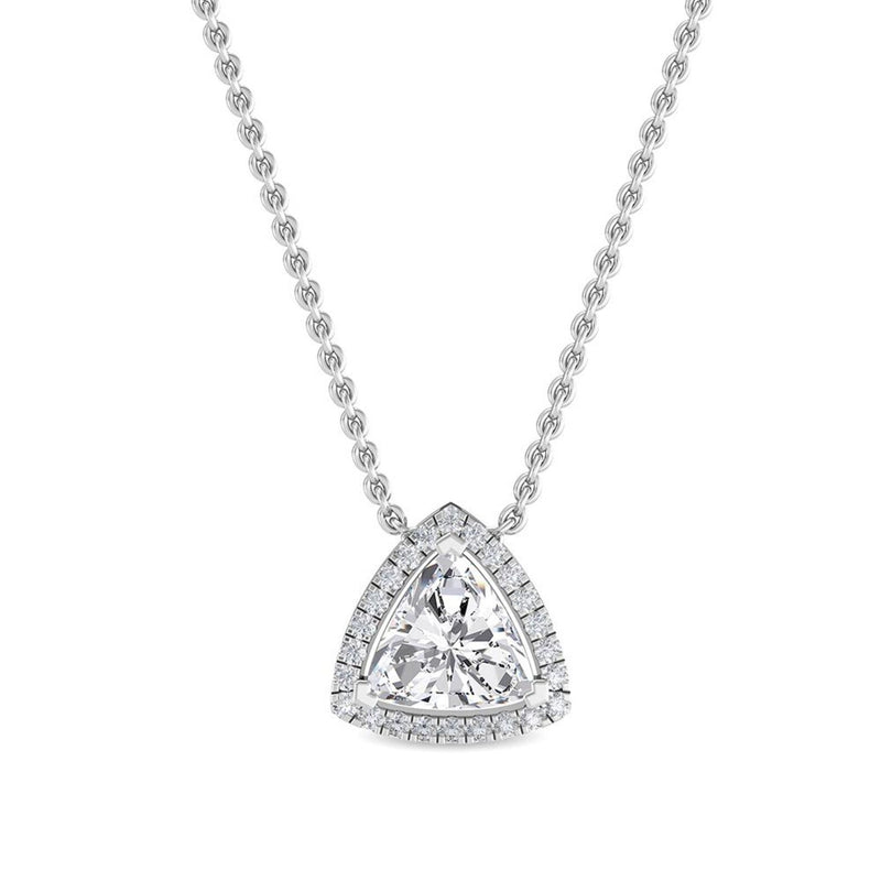 18K Solid Gold 0.81Ct Trillion Natural Diamond Necklace