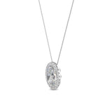 18K Solid Gold 1.00 Ct Oval Natural Diamond Halo Pendant Necklace - Alternate Angle