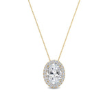 18K Solid Gold 1.00 Ct Oval Lab Grown Diamond Halo Pendant Necklace - Close Up | Riyanika Jewels