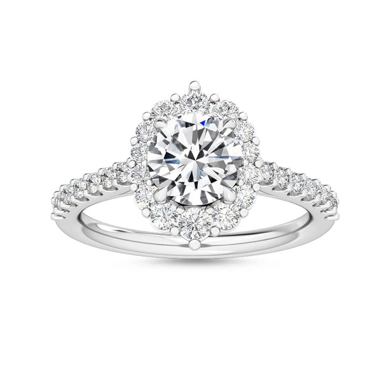 18K Solid Gold 1.62ct Round Cut Natural Diamond Halo Engagement Ring