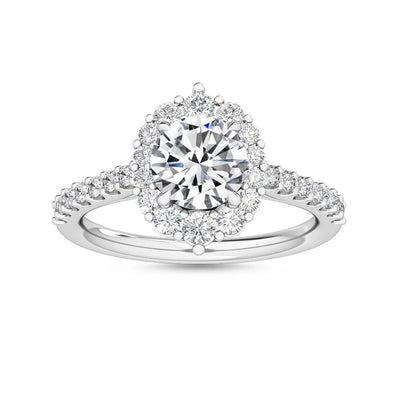 14K 1.5ct Natural Diamond Round Cut Halo Engagement Ring