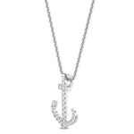 18K Solid Gold 0.11 Ct Lab Grown Diamond Anchor Pendant Necklace - Alternate Angle | Riyanika Jewels