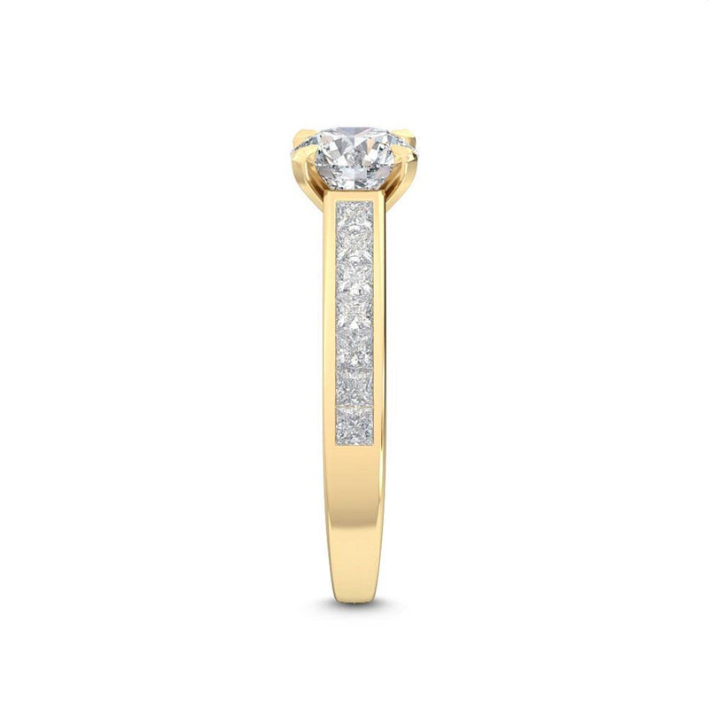 14K 1.5ct Natural Diamond Round Cut Side Stone Engagement Ring