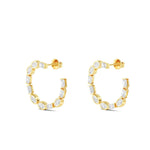 18K Solid Gold 2.25Ct Oval & Baguette Lab Grown Diamond Hoop Earrings - Close Up | Riyanika Jewels