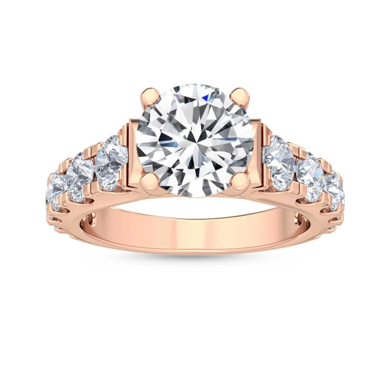 14K 3ct Natural Diamond Round Cut Solitaire Engagement Ring
