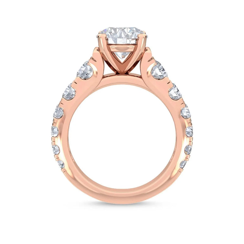 14K 3.5ct Lab Grown Diamond Round Cut Pave Engagement Ring