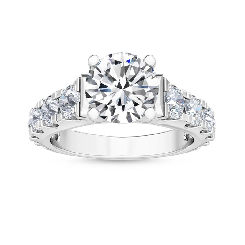 14K 3.5ct Lab Grown Diamond Round Cut Pave Engagement Ring